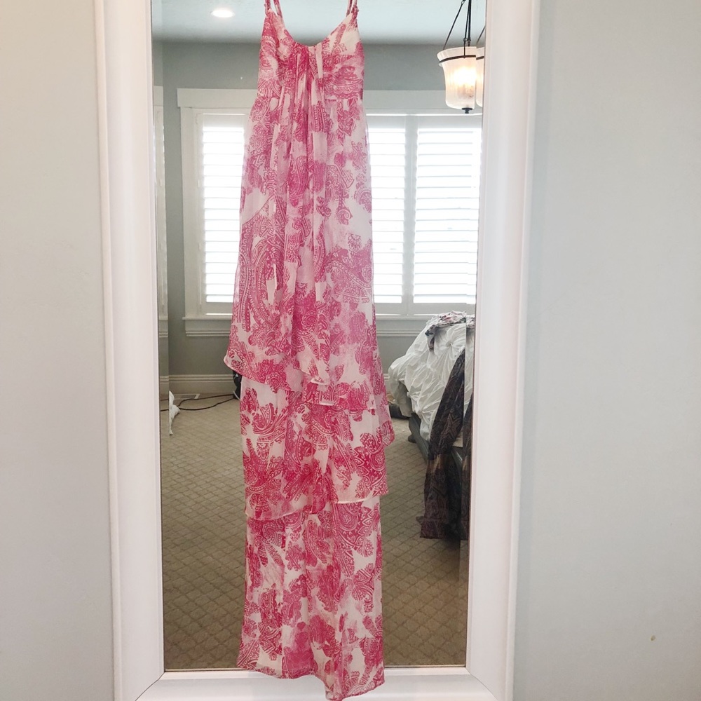 Banana Republic Pink tiered maxi dress